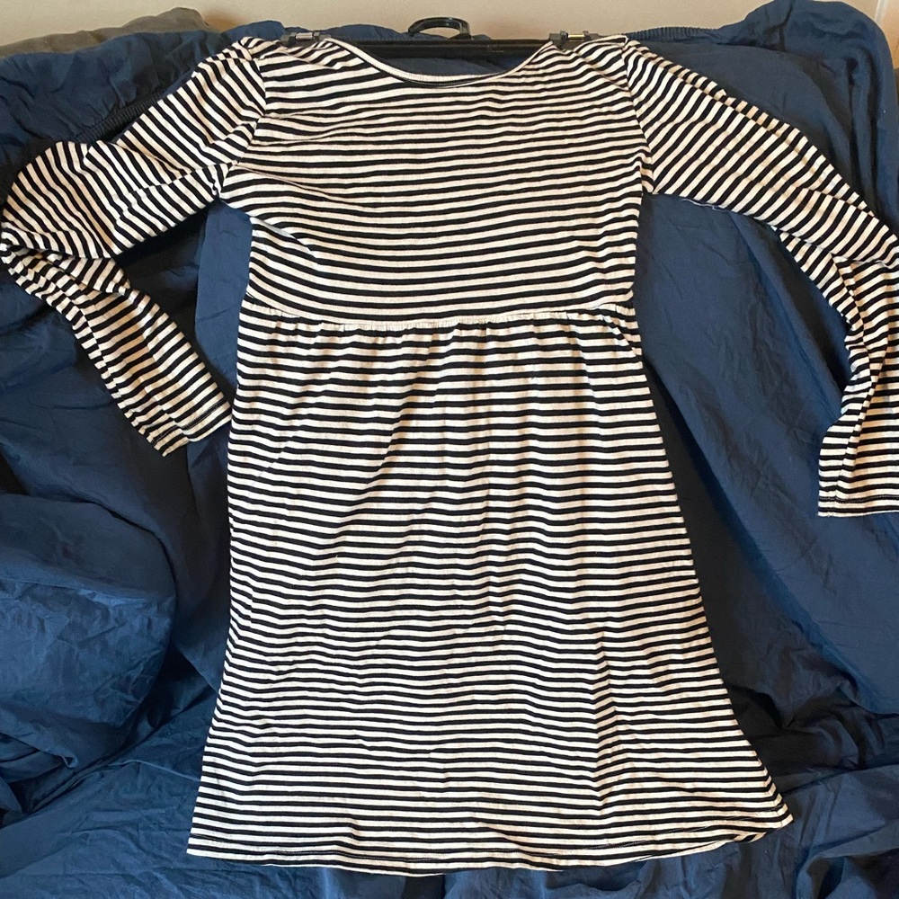 Old Navy Striped Black and White Kids Dress with Pockets